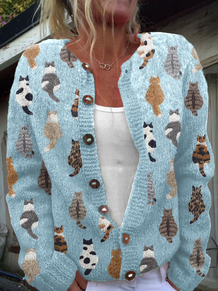 Sarah® | Cat Pattern Cardigan