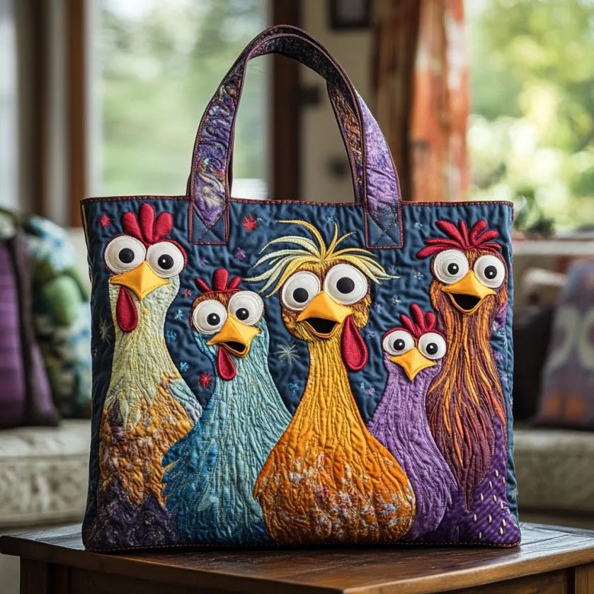 Artisanal Bag - Five Colourful Chickens
