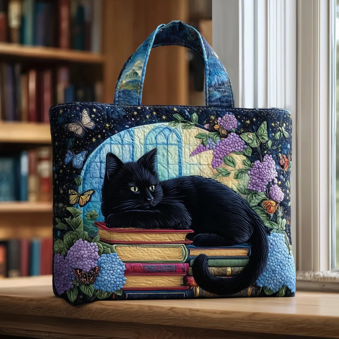 Artisan Bag - Black Cat on Books