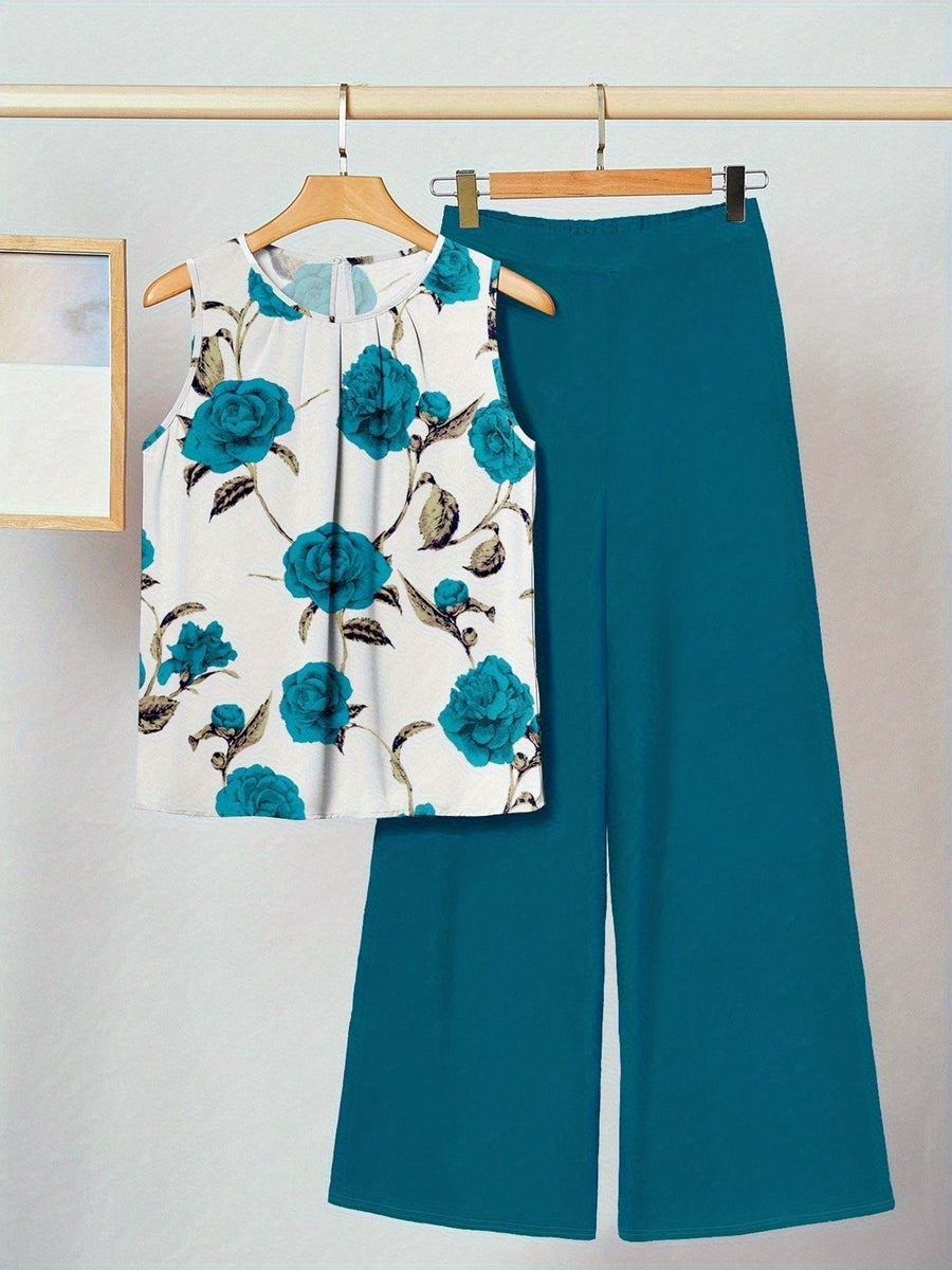 Alicia | Cyan Floral Two-Piece Set