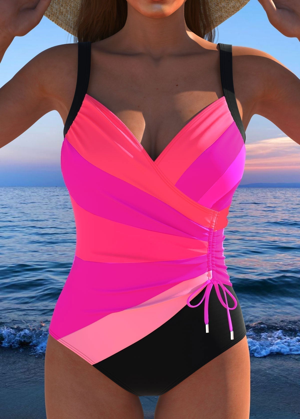 Elegant Printed Wrap Swimsuit