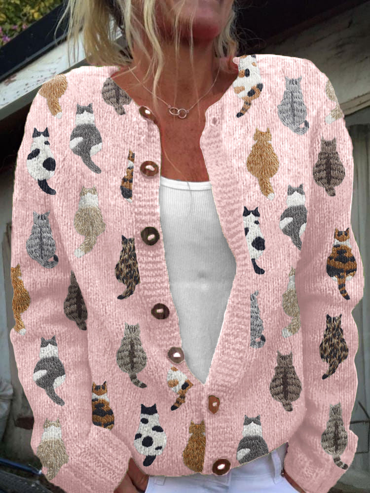 Sarah® | Cat Pattern Cardigan