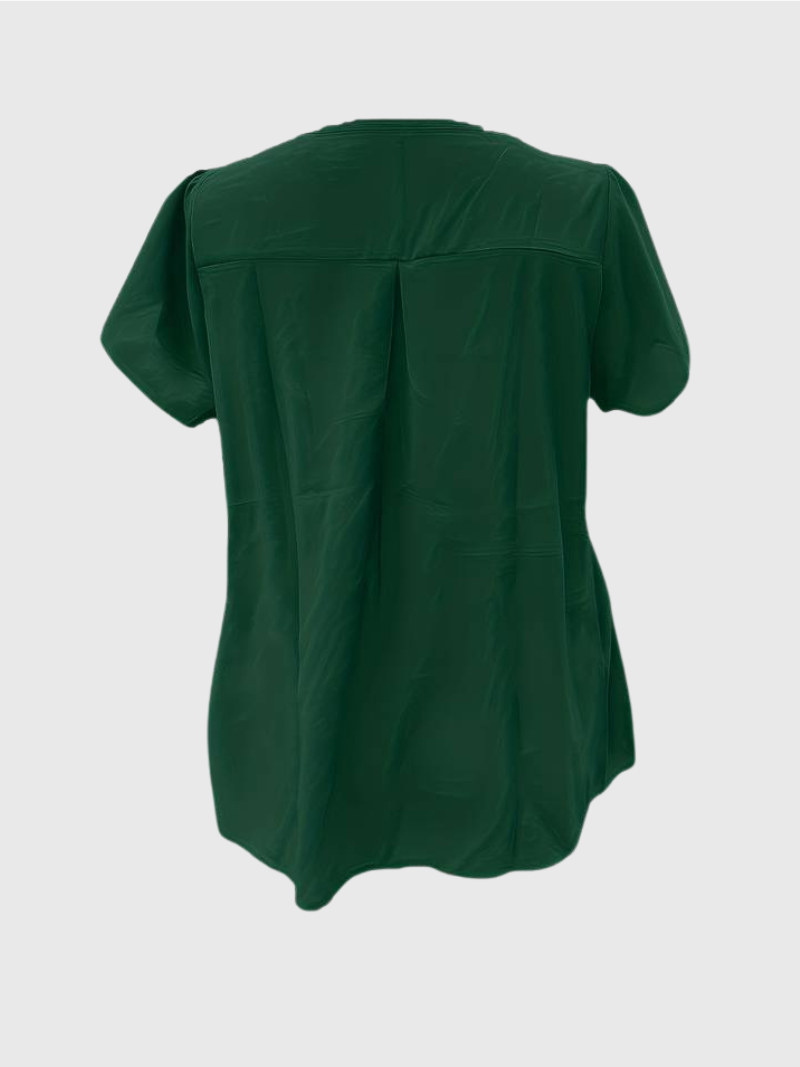 Basha | Ruffle Short Sleeve Blouse With Single Button