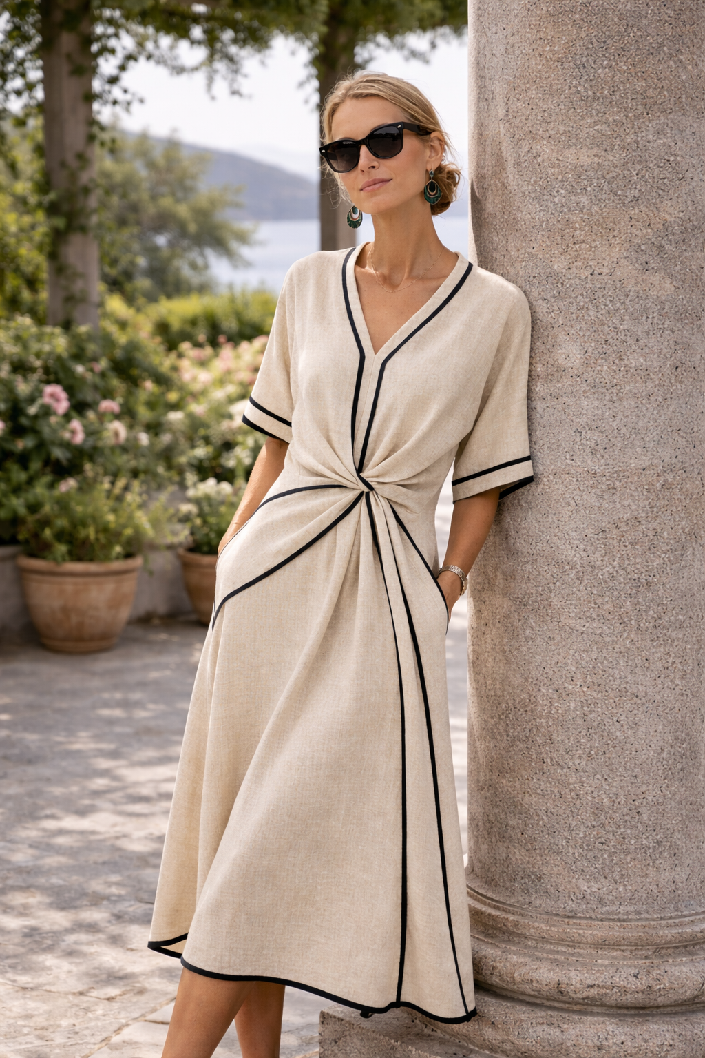 Elena | Knot Detail Midi Dress