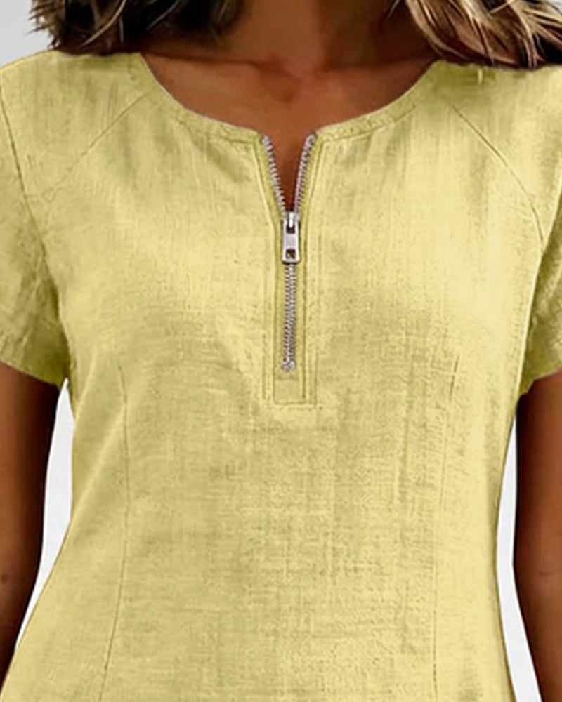 Aria® | Cotton Dress with Zipper Pocket