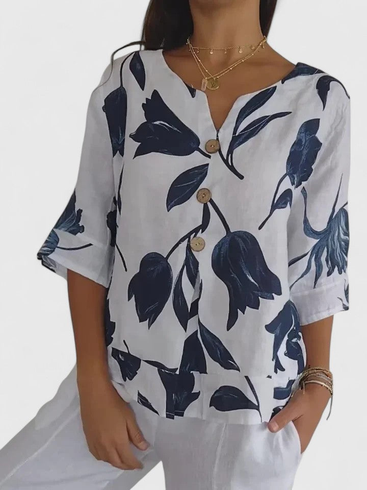 Zaria | Comfortable V-Neck Blouse