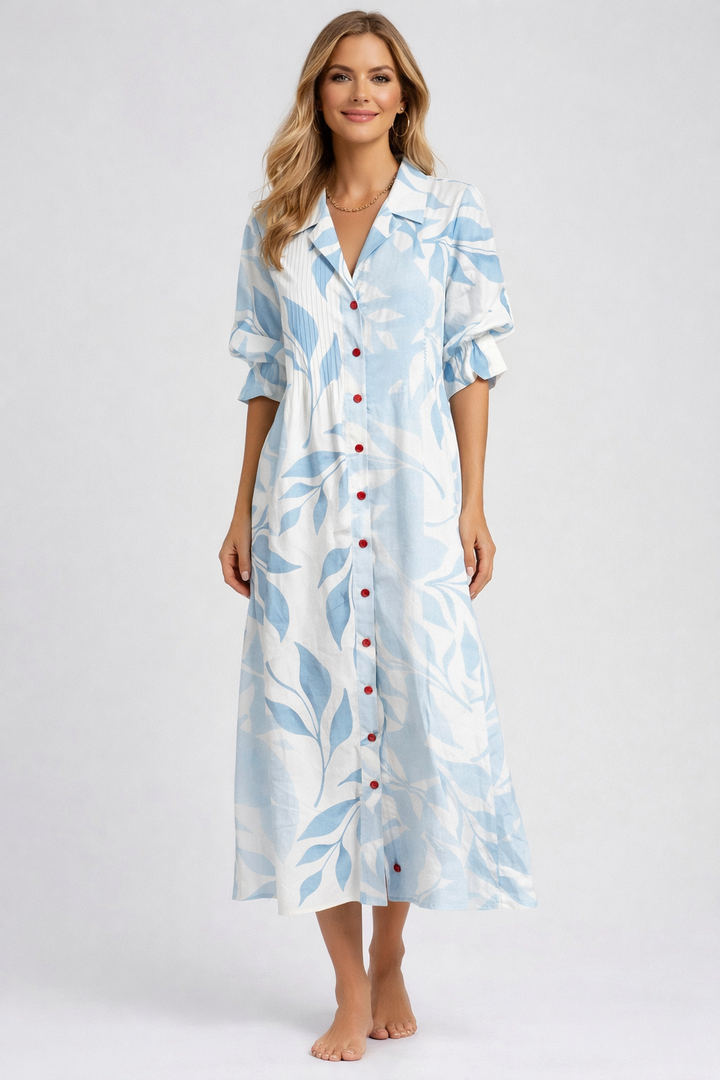 Elena | Floral Button-Up Midi Dress