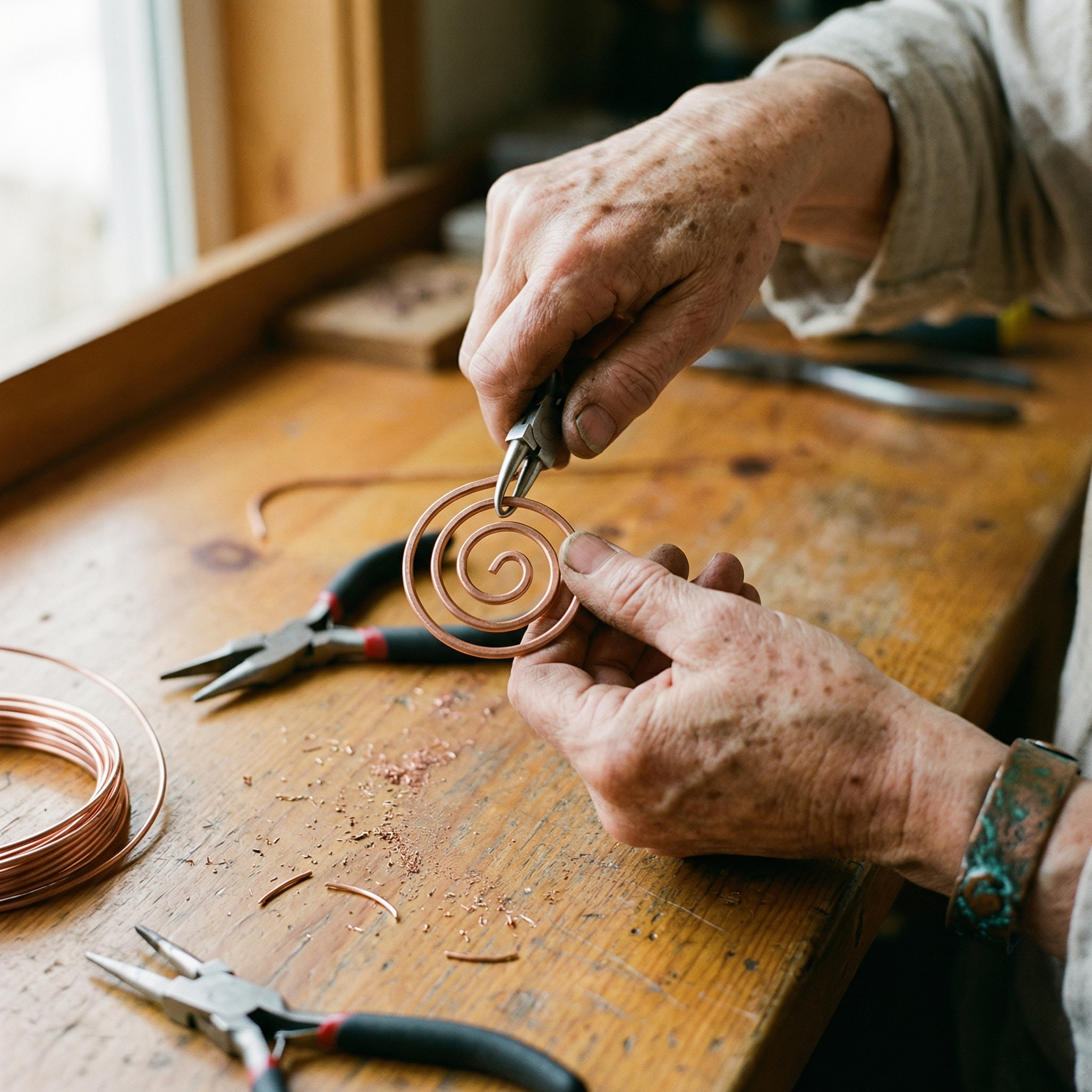 Whorl Copper Necklace