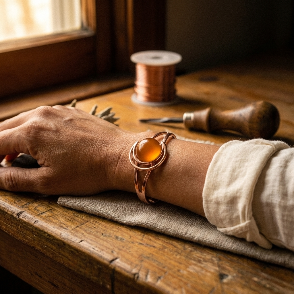 Solara Orange Copper Bracelet
