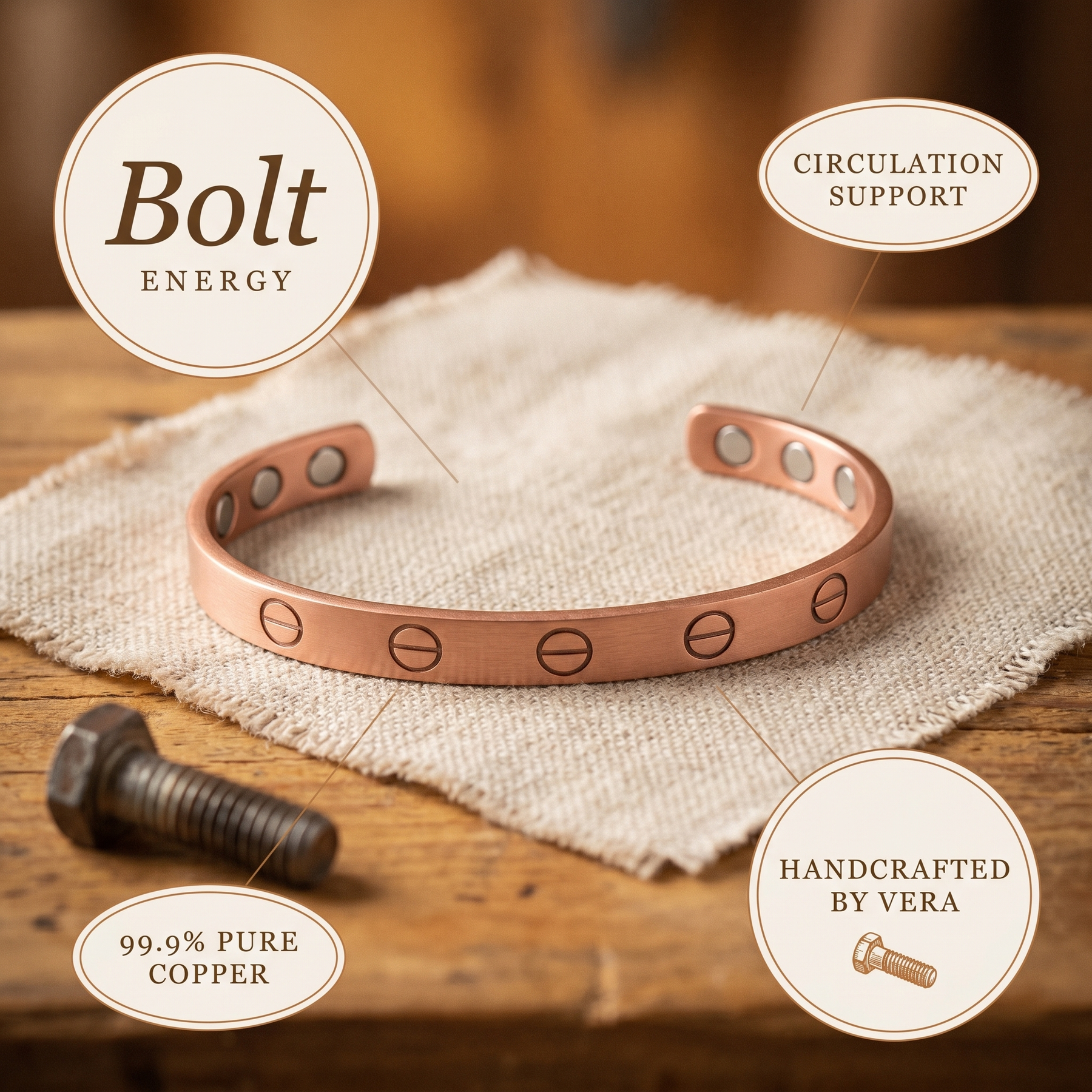 Vera's Bolt Copper Bracelet
