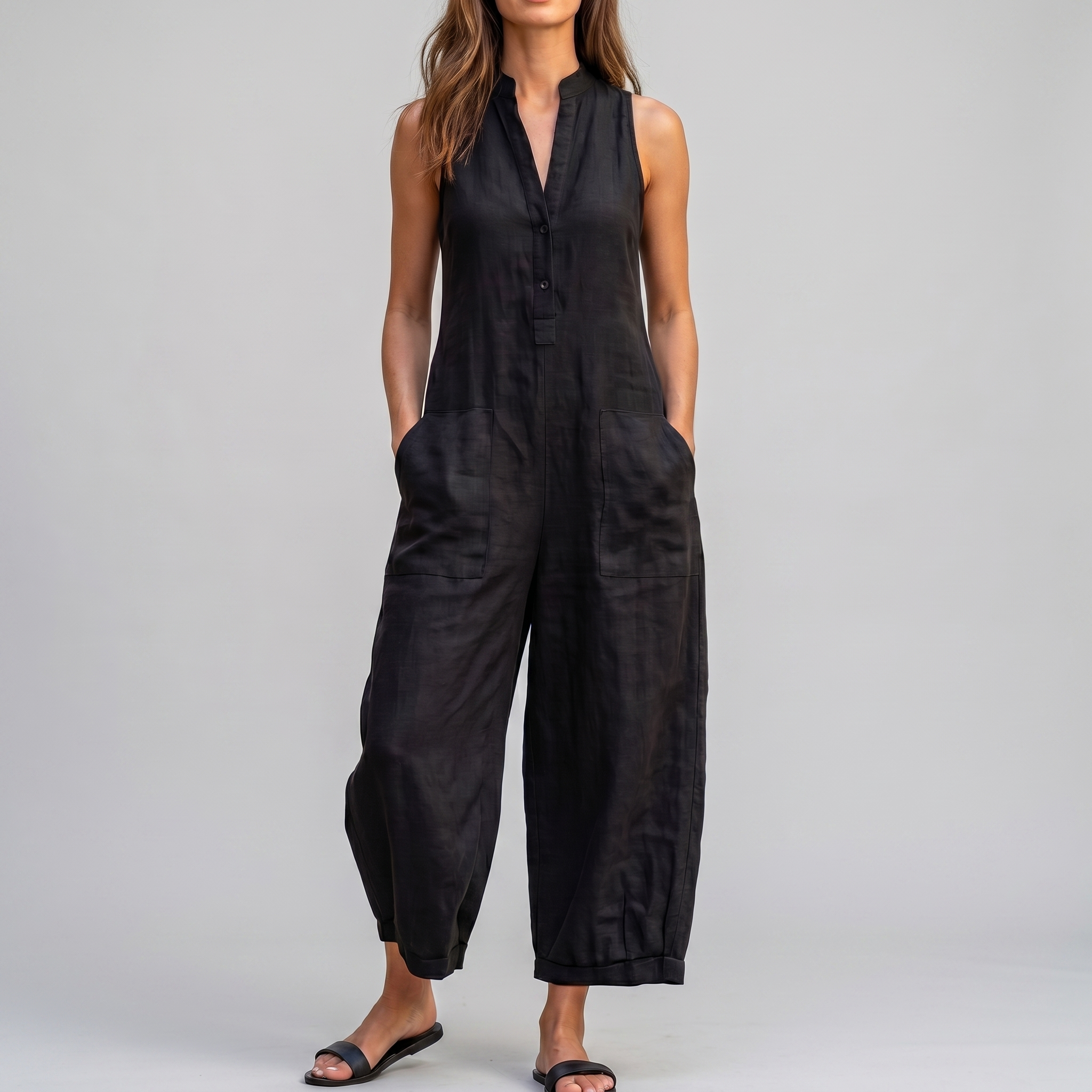 Women's Sleeveless Wide-Leg Overall