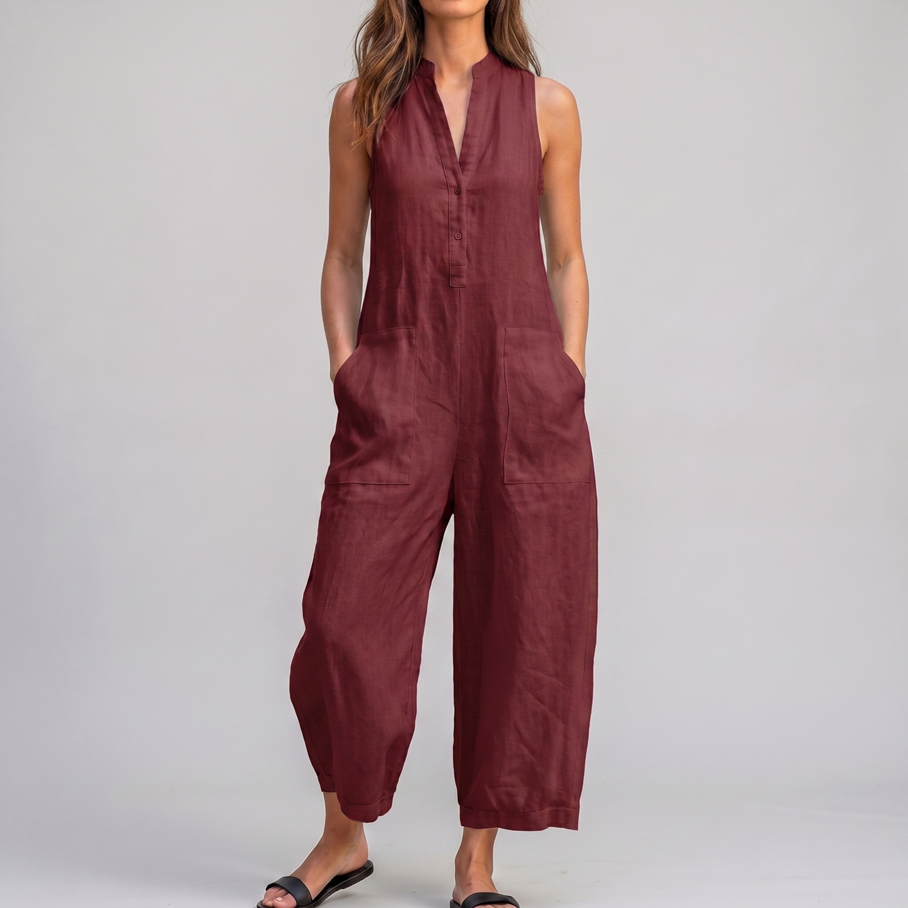 Women's Sleeveless Wide-Leg Overall