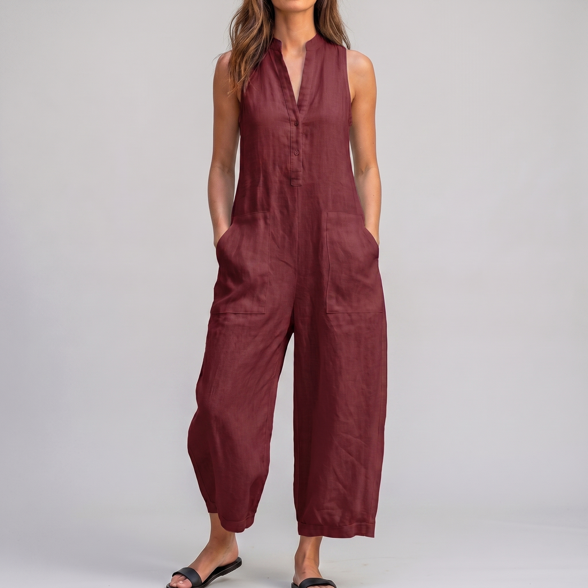 Women's Sleeveless Wide-Leg Overall