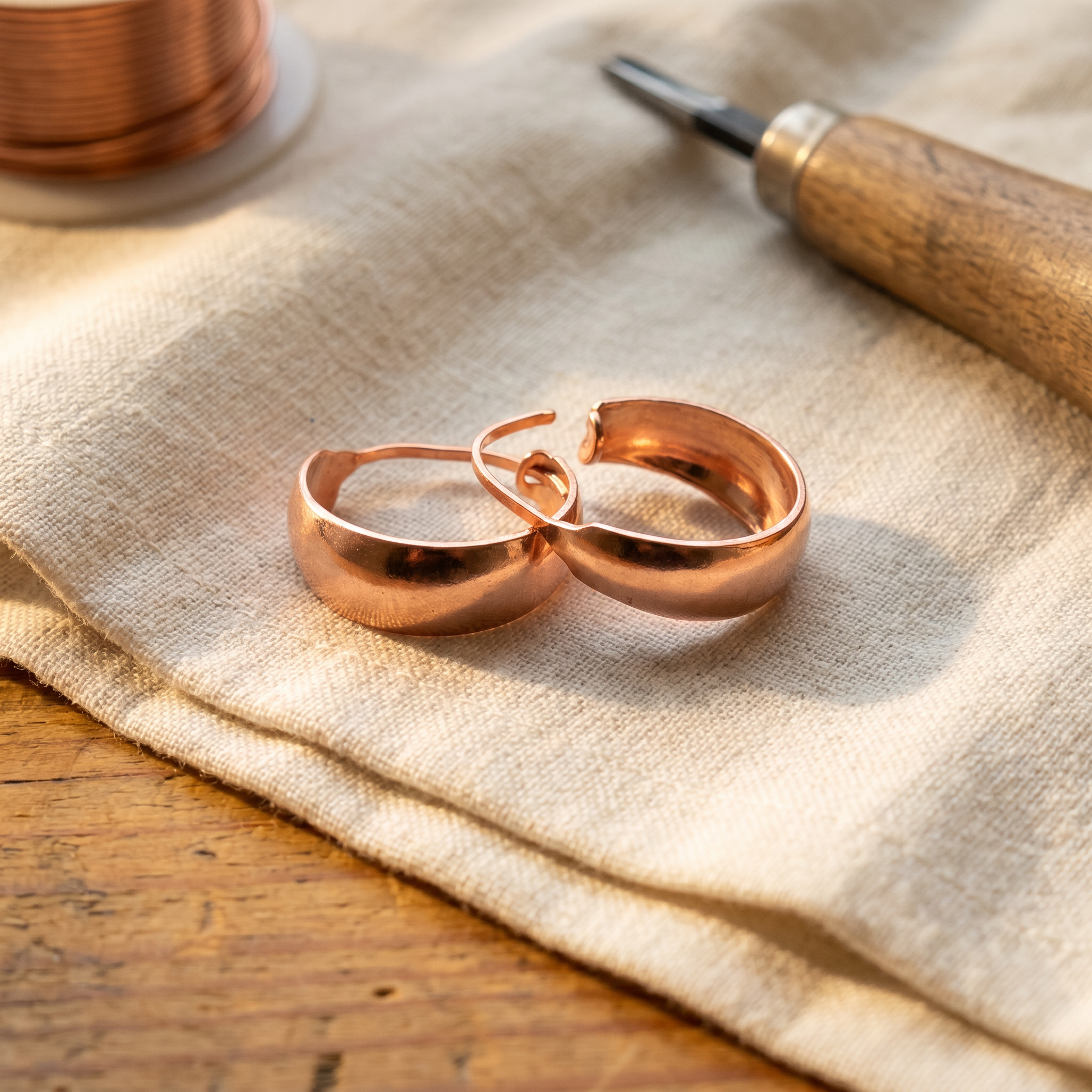 Burl Copper Earrings