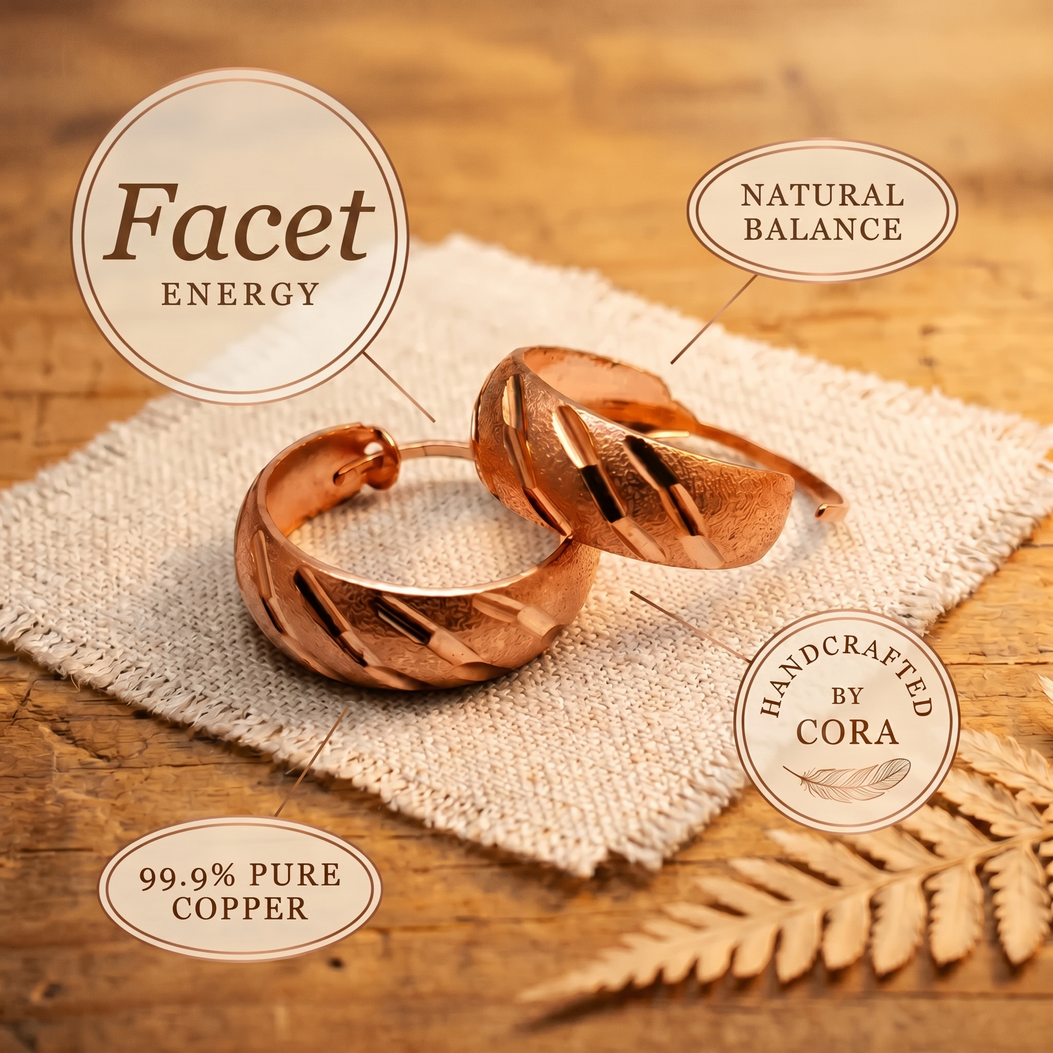 Facet Copper Earrings