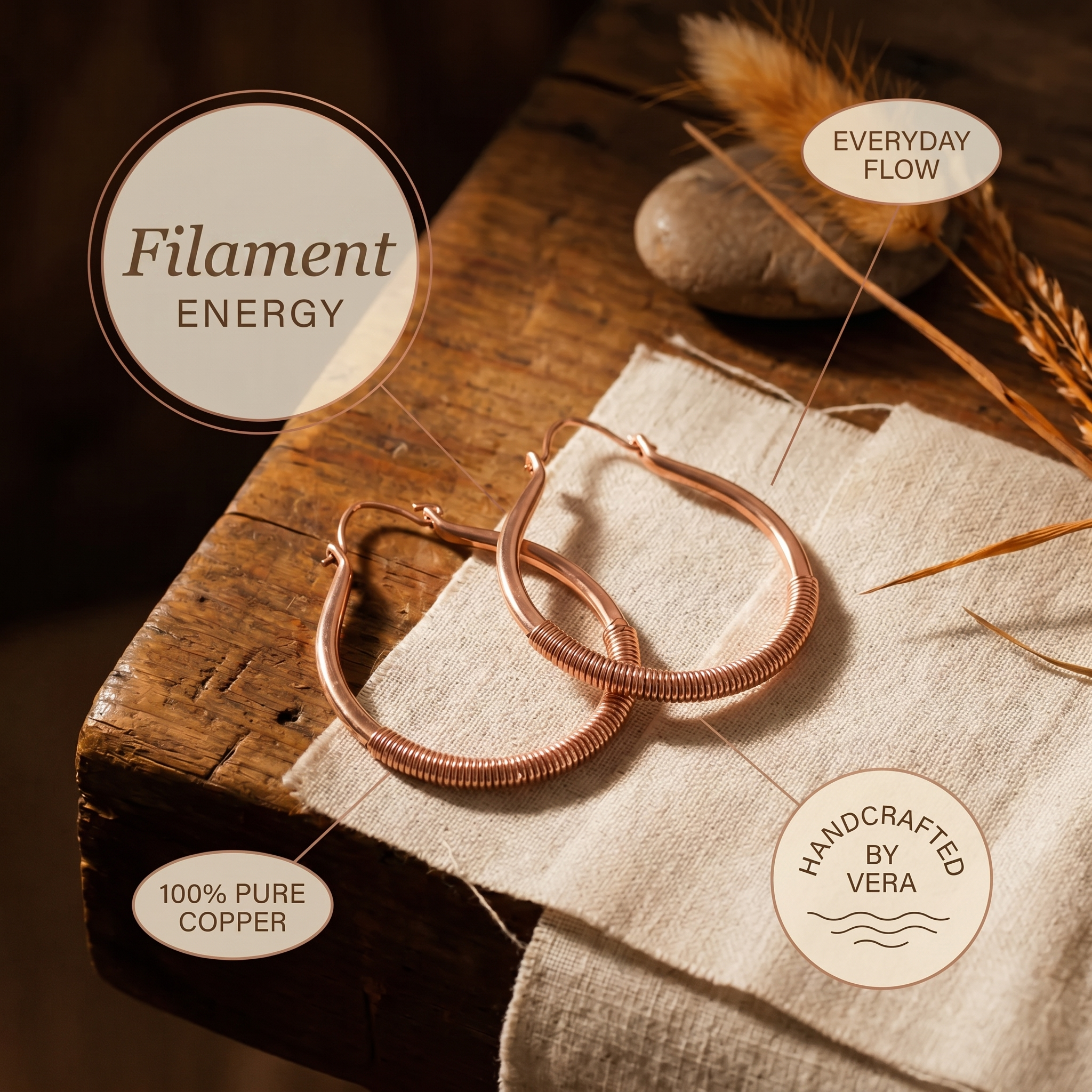 Filamet Copper Earrings