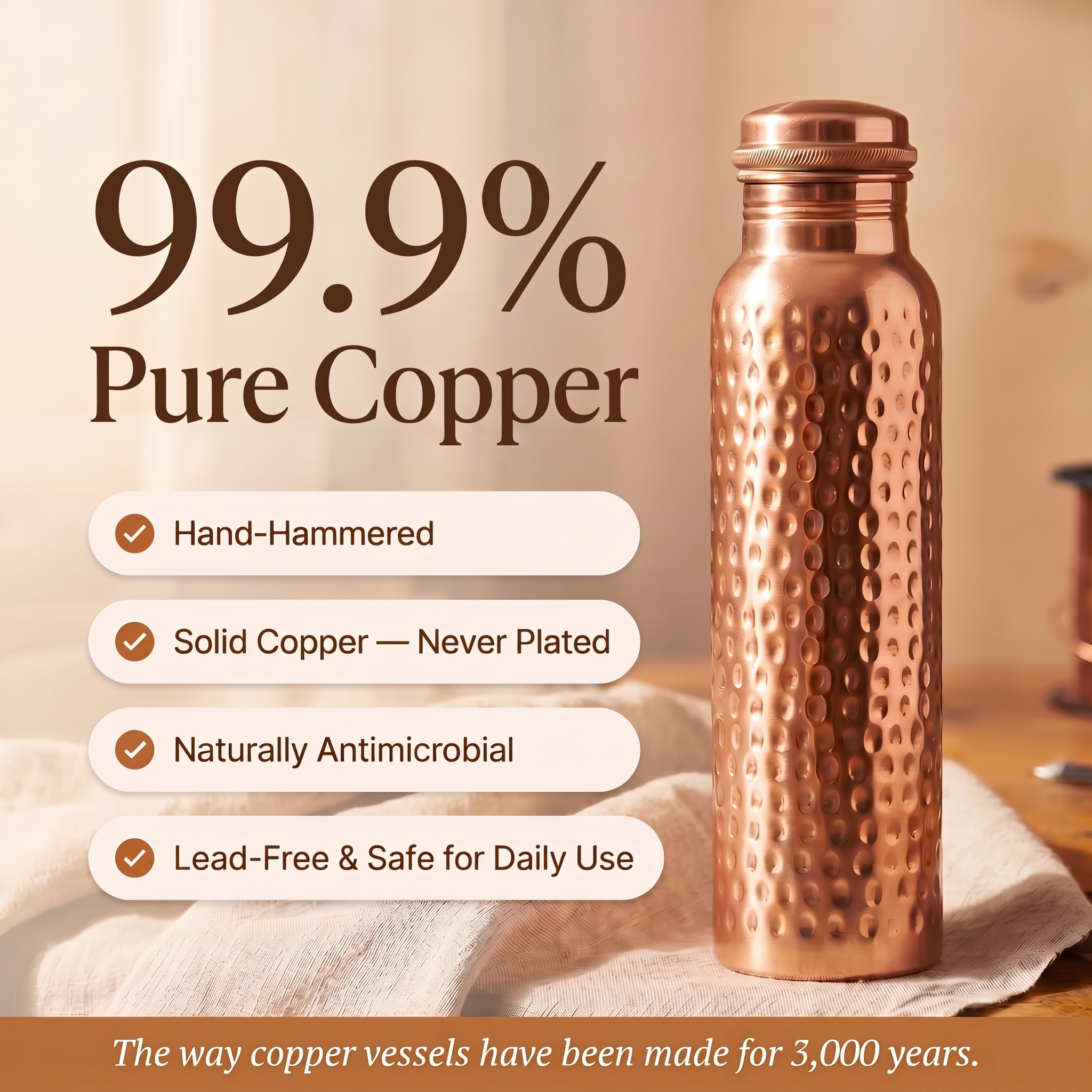 Pure Copper Water Bottle