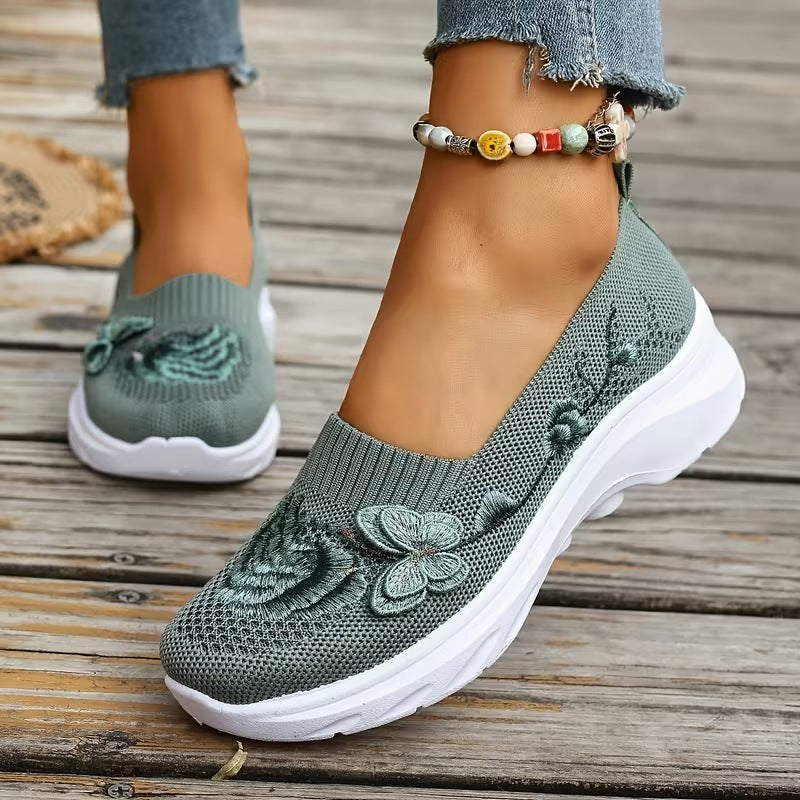 Lily | Floral Knit Slip-On Sneakers