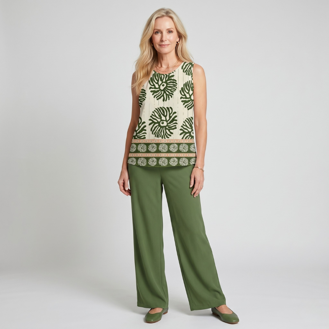 Monica | Green Floral Two-Piece Set